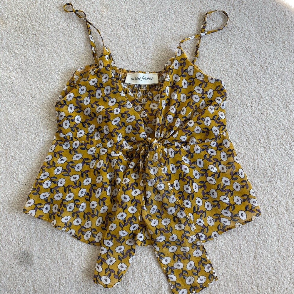 Caren Forbes floral tank top with tie